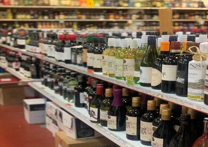 White and mixed wine selection on display at Amato's