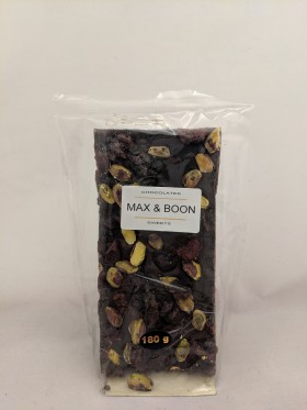 Max and Boon Dark Choc Pistachio and Cranberry 180gr