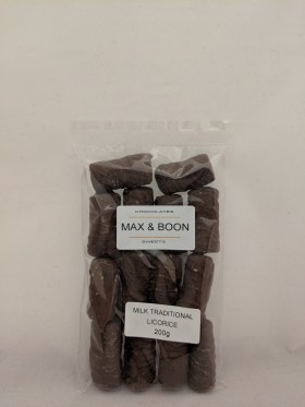 Max and Boon Milk Choc Traditional Licorice 200gr