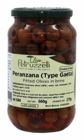 Petruzzelli Peranzana Pitted Olives 560g