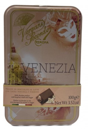 Vergani Venezia Milk Choc Pralines Hazelnut Tin