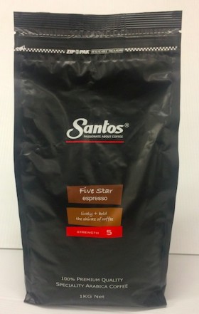 Santos Five Star Espresso Coffee 1kilo
