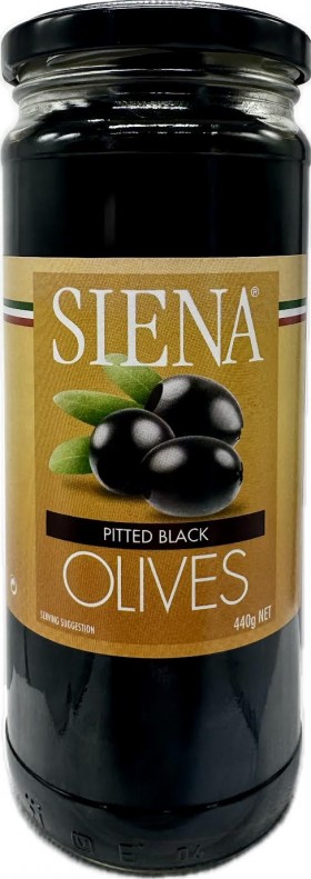 Siena Pitted Black Olives 440g