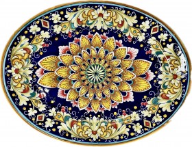 Assisi 42cm Oval Dark Blue Feather Platter