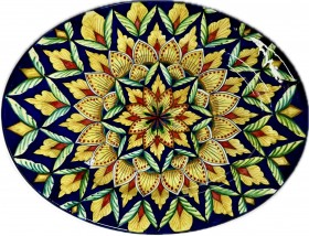 Assisi 38cm Oval Dark Blue Flower Platter