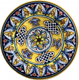 Assisi 35cm Blue Yellow Flower Plate