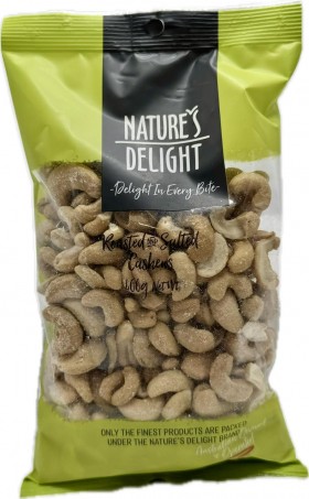 Natures Delight Cashews Roasted E Salted 400g