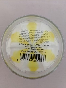 Lemon Sorbet Gelato In Glass 100gr