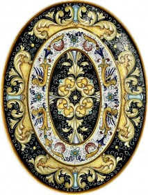 Assisi 42cm Oval Black Flower Platter