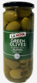 La Nova Green Olives Stuffed W Jalapeno 480gr